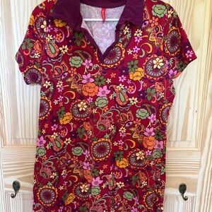 Hanna Andersson Red Graphic Button Down Polo Shirt